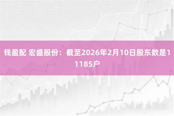钱盈配 宏盛股份：截至2026年2月10日股东数是11185户
